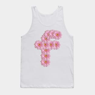 Letter f Pink Gerbera Daisy Tank Top